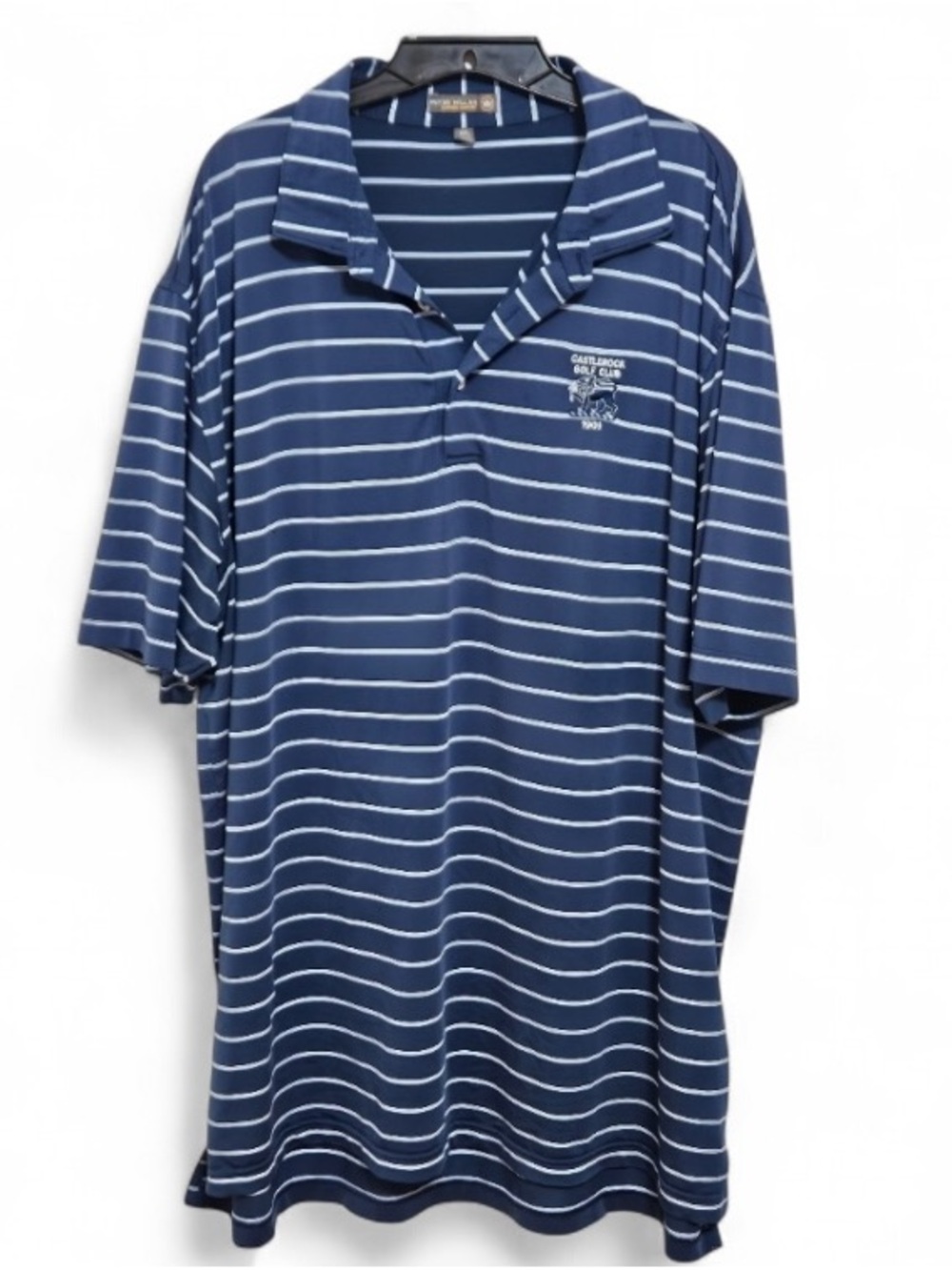 Peter Millar Summer Comfort Polo Shirt XXL Blue Striped Castlerock Golf Club